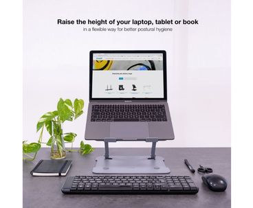 SOPORTE ELEVADOR PARA PORTATILES AJUSTABLE ERGONOMICO GRIS TOOQ