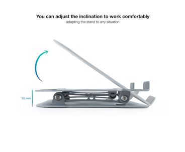 SOPORTE ELEVADOR PARA PORTATILES AJUSTABLE ERGONOMICO GRIS TOOQ