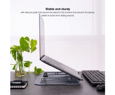 SOPORTE ELEVADOR PARA PORTATILES AJUSTABLE ERGONOMICO GRIS TOOQ