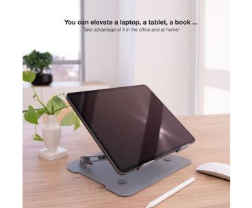 SOPORTE ELEVADOR PARA PORTATILES AJUSTABLE ERGONOMICO GRIS TOOQ