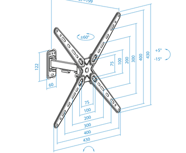 SOPORTE PARED 13"-55" GIRO/INCLINABLE LP1355TN-B TOOQ